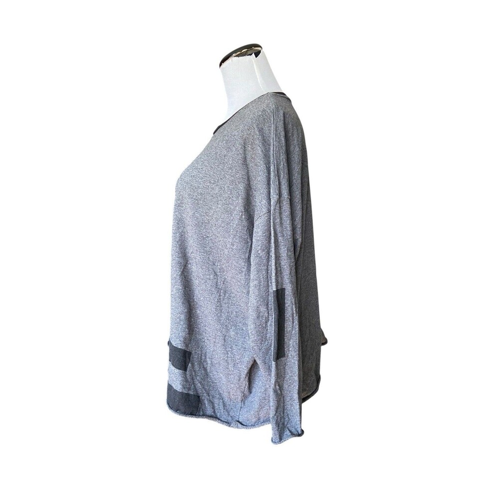 Planet by Lauren G Womens Oversize Boxy Top One Size Gray Pima‎ Minimalist Artsy - Picture 2 of 10